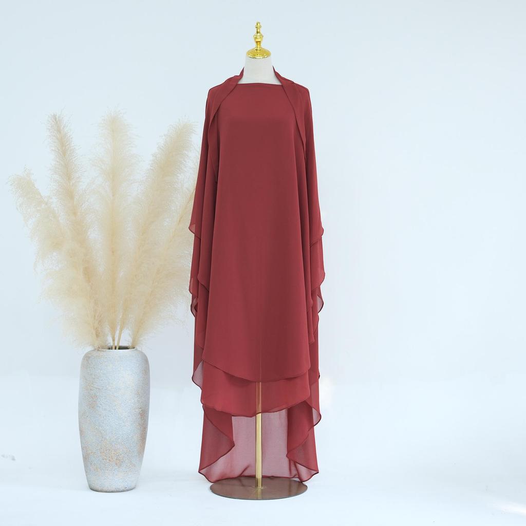 2023 Loriya Culoare Solidă Șifon Dublu Strat Cerc Complet Batic Mare HJ916