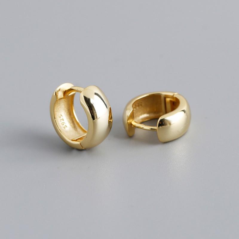 Sterling Gold Plated Geometric Circle Stud Earrings Women Minimalist Chic Lightweight Fashion Jewelry 925 Sterling Silver