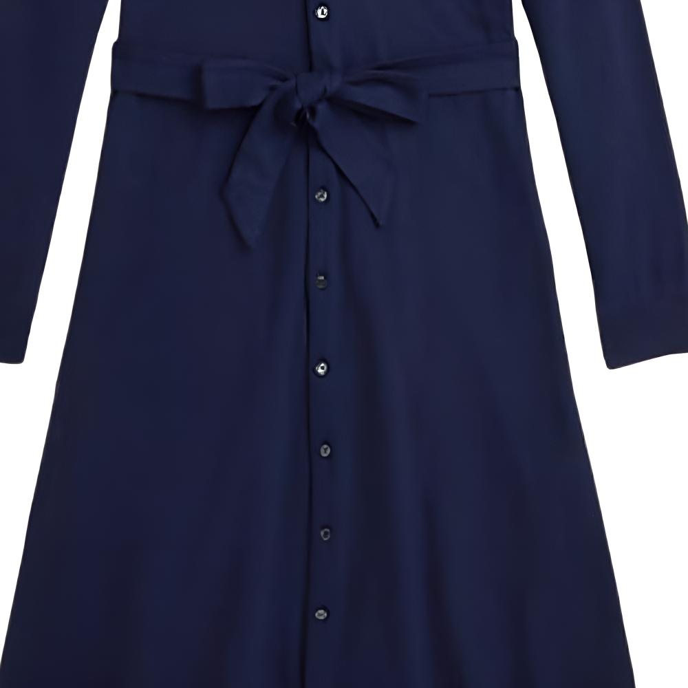 Polo Ralph Lauren Dress Solid Color Logo Embroidery Single-Breasted Long Sleeve Kids dresses Blue 313951066-001