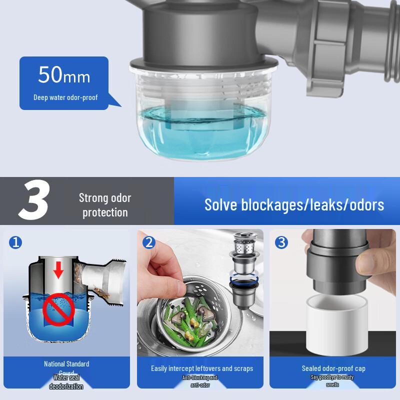 LISM Retractable Stainless Steel Single Sink Drain Pipe