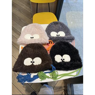 Autumn and Winter New Style Japanese Funny Big Eyes Woolen Hat for Women Cold Proof and Warm Ear Protection Knitted Hat
