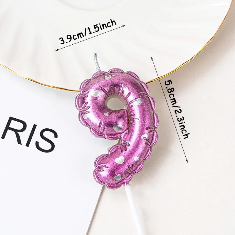 Rainbow Number Candle Digital 0-9 Birthday Party Decor Pink Balloons Gradient Candles Birth Wedding Anniversary Candle