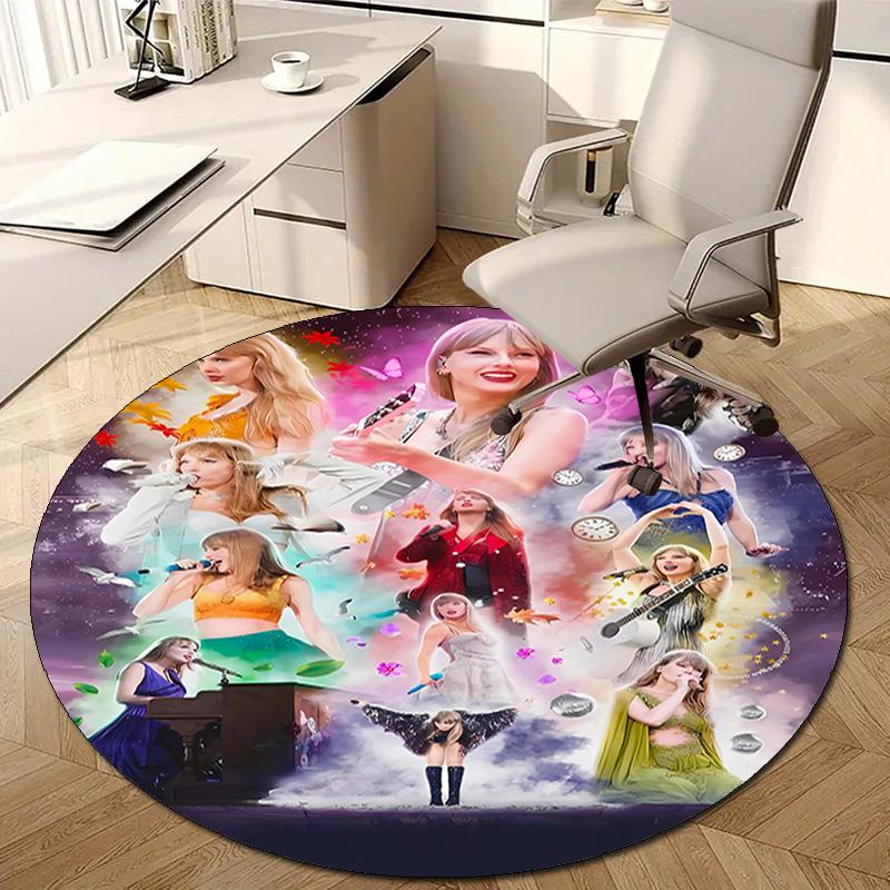 1pc Taylor Swift2 Design Printed Area Round Carpet for Bedroom Living Room Home Decor Rugs Mat Non Slip Mat Rug for Bedside