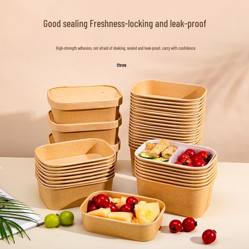 Disposable Rectangular Paper Food Container with Lid