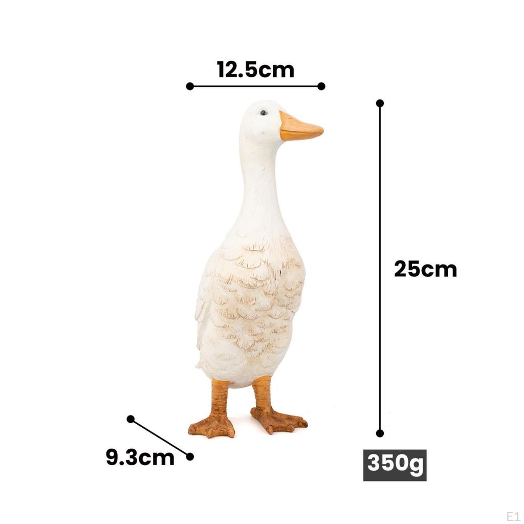 Resin Duck Ornament Orange Beak Feather Detail Garden Decoration for Courtyard, Patio,