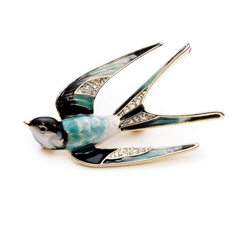 Swallow Brooch for Women. Accessory Imitation Enamel Brooch for Simple Sweater Pin, Elegant Design.