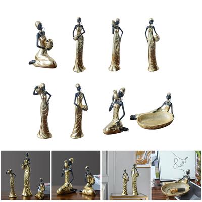 Scultura Donna Africana Resina Figure Donna Nera per Decorazione Casa Unica