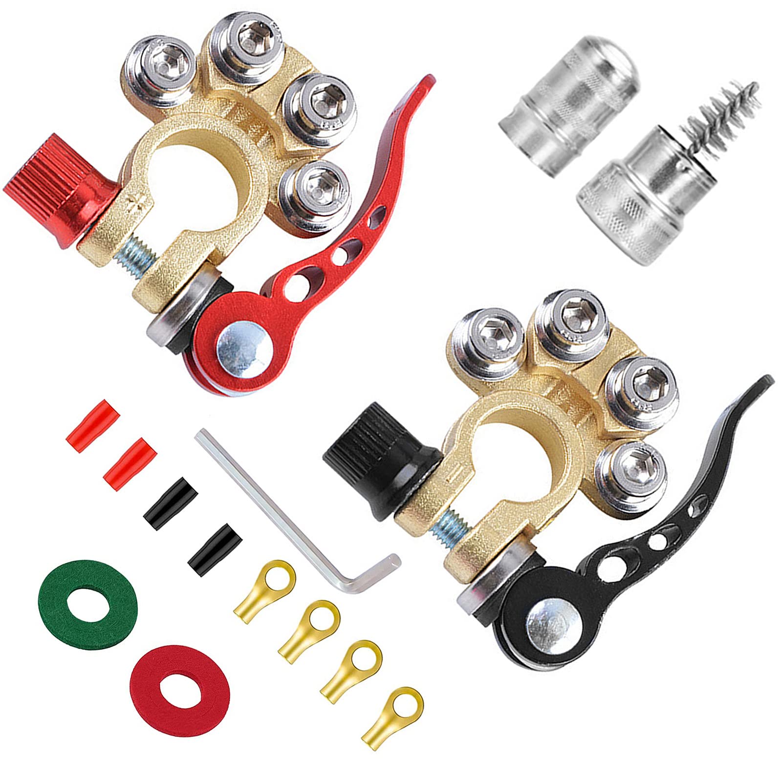 

Battery Terminal Terminal Connector Automotive 2-Piece Set with Battery Terminal, Corrosion Prevention Washer, Terminal, Thermal Sleeve, Battery