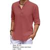 Men Shirt Solid Color Adjustable Sleeve Pullover Stand Collar Long Sleeve Summer Top Daily Garment