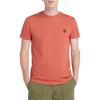 Timberland Męski T-shirt z okrągłym dekoltem, haftowany, dopasowany, z krótkim rękawem, pomarańczowy A2EKJ-EG6