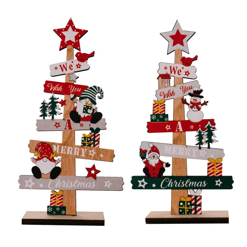 1/2PCS Desktop Christmas Tree Santa Claus DIY Decoration Wooden  Signs Plaque Xmas Decoration 2025 New Years Party Gifts