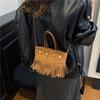 Autumn and winter high-end light luxury niche fringed bag women's new retro brown fashion portable messenger bag