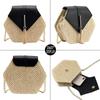 Women's Bag Woven Hexagonal Women's Bag Solid Color Single Shoulder Crossbody Bag Straw Bag Tassel Chain Bag