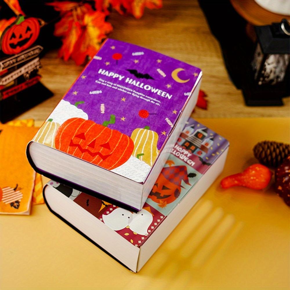 10 szt. Halloweenowe Dekoracyjne Pudełka na Prezenty Papierowe Pudełko do Przechowywania w Kształcie Książki Dekorowane w Stylu Gotyckim Pudełko Ozdobne Imitujące Książkę Pudełka na Książki o Tematyce Halloween