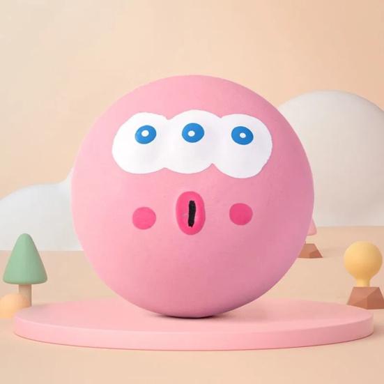 Cartoon Latex Dog Ball Funny Big Eye Ball Dog Chew Toy Squeaky Interactive Teeth Cleaning Toy for Puppy Teething Dogs Fetch Boredom Relief