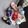 2026 Spring Girls' Soft Sole Leather Princess Shoes with Bow - Korean Style