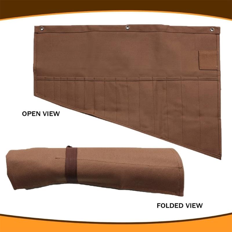 Strong Canvas Wrench Tool Roll Bag Pockets Organizer Pouch And Practical Loop For Easy Storage And Organization Work Area
