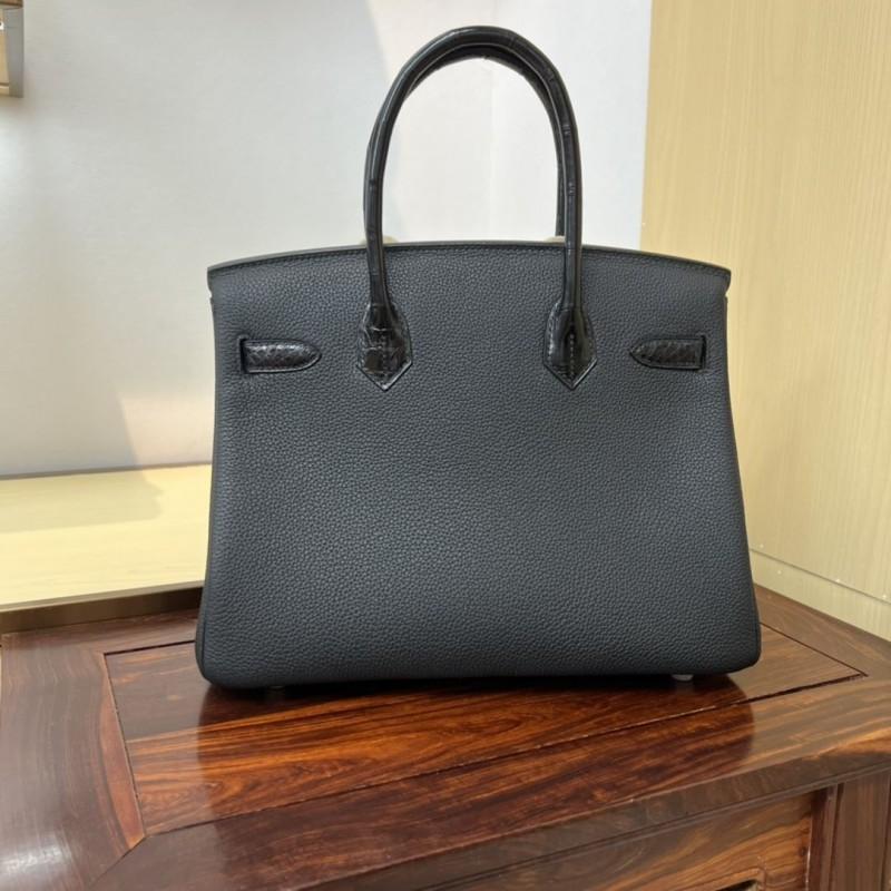 Yi Jinyuan 2023 Silver Button Alligator Pattern Stitching Cowhide Platinum Women's Handbag Gold Lady Bag