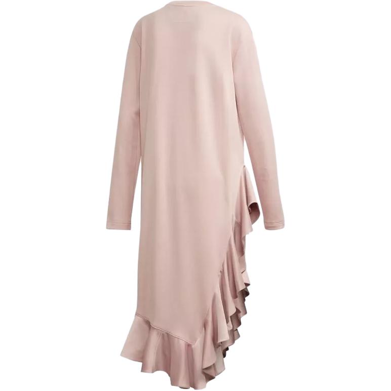 Adidas Originals Spirit XJ Ruffled Neck Round Collar Irregular Long Sleeve Dress Women Dresses Pink FT9897