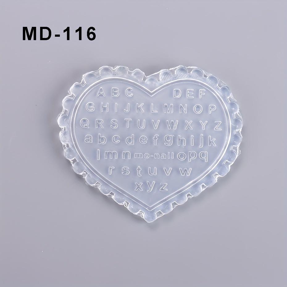 

1pc Heart-Shaped Silicone Nail Art Mold with English Letters - Odorless, Reusable DIY Gel Stencil for Perfect Manicures & Crafts