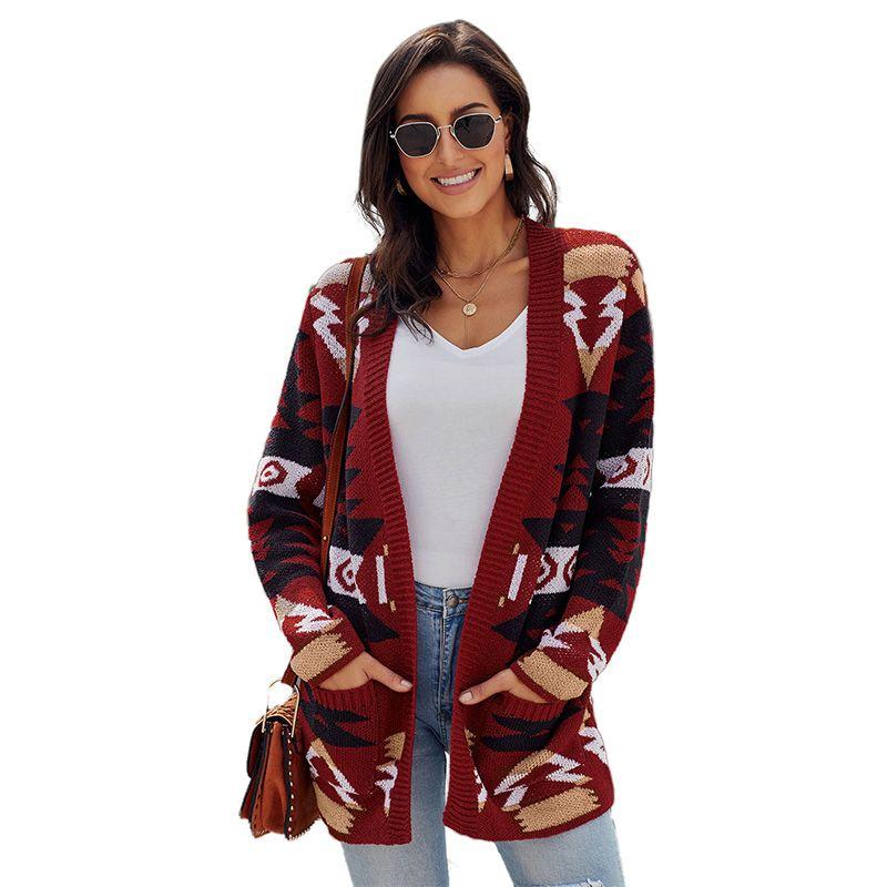 Fall and Winter New Arrival Long Sleeves Knitting Sweater Women 2024 European and American All-Matching Fashion Mid-Length Sweater Cardigan Coat Women