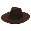 Unisex Fashion Wide Wool Belt Flat Top Fedora Hat Party Church Hats Cap