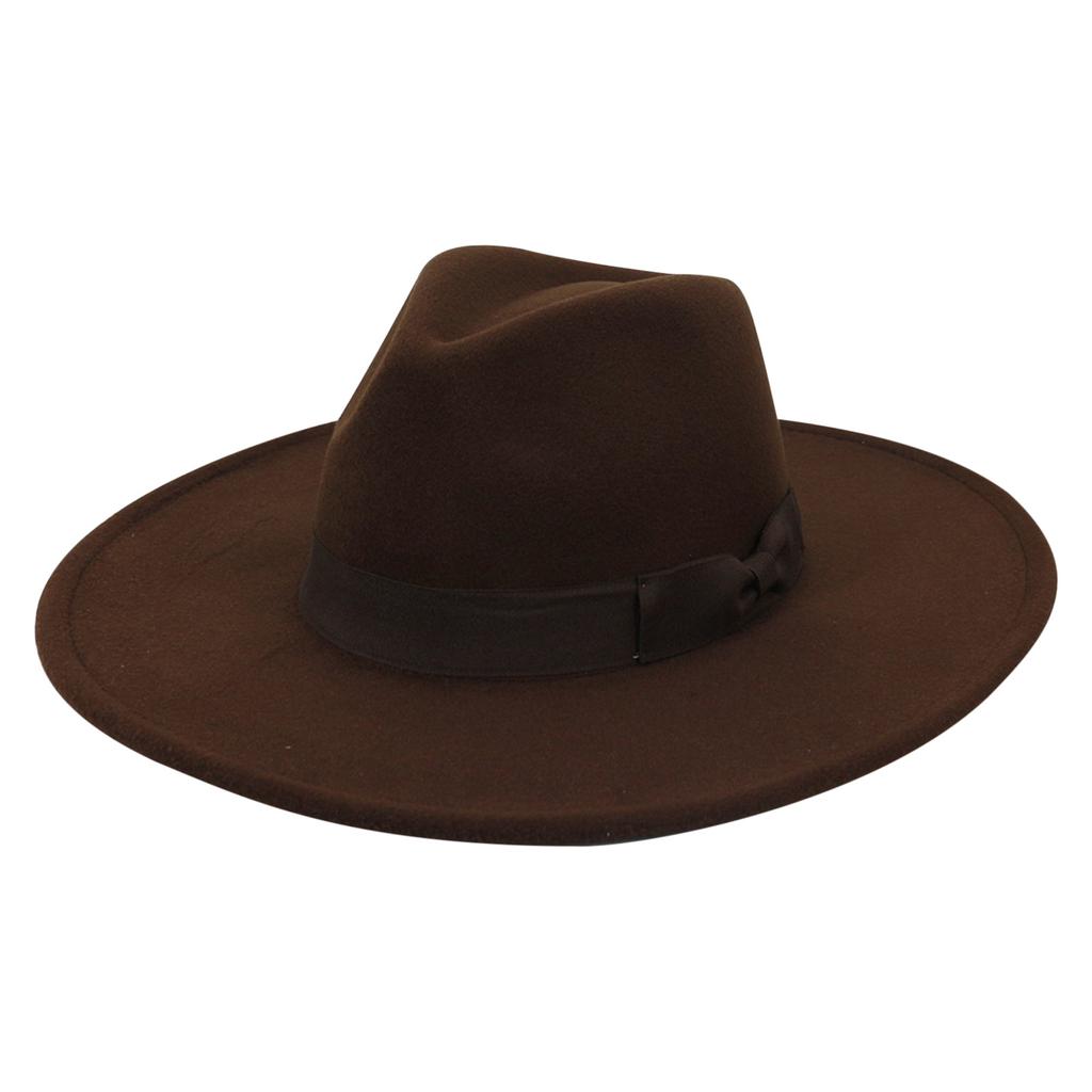 Unisex Fashion Wide Wool Belt Flat Top Fedora Hat Party Church Hats Cap