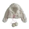 Furry Plush Hooded Hat Adult Lovely Balaclava Hat with Long Rabbits Ear 2000s Teens Girl Winter Warm Scarf Hat Daily Use