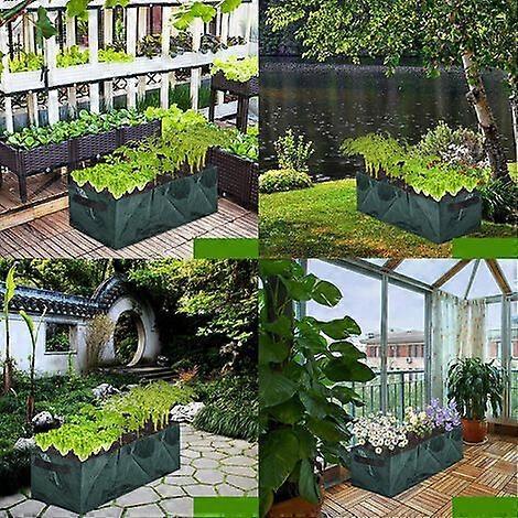 Set aus 2 Hochbeeten - 4 unterteilte Gitter Quadratisches Hochbeet Stofftasche