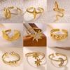 Stainless Steel Irregular Wave Rings For Women Creative Gold Color Adjustable Open Ring Female Jewelry Punk Rapper Anillos Gifts