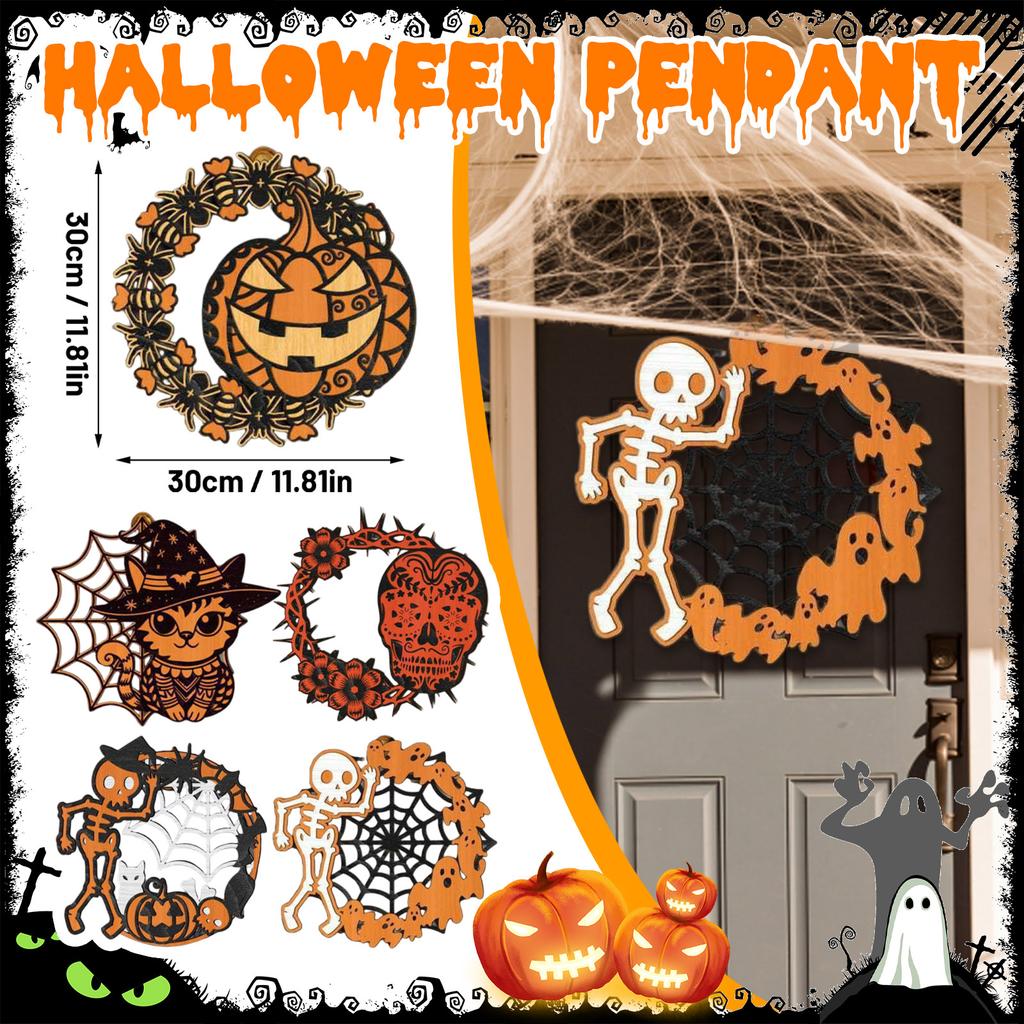 Halloween Door Hanging Wooden Craft Halloween Decoration Party Supplies Decorative Hanging Sign