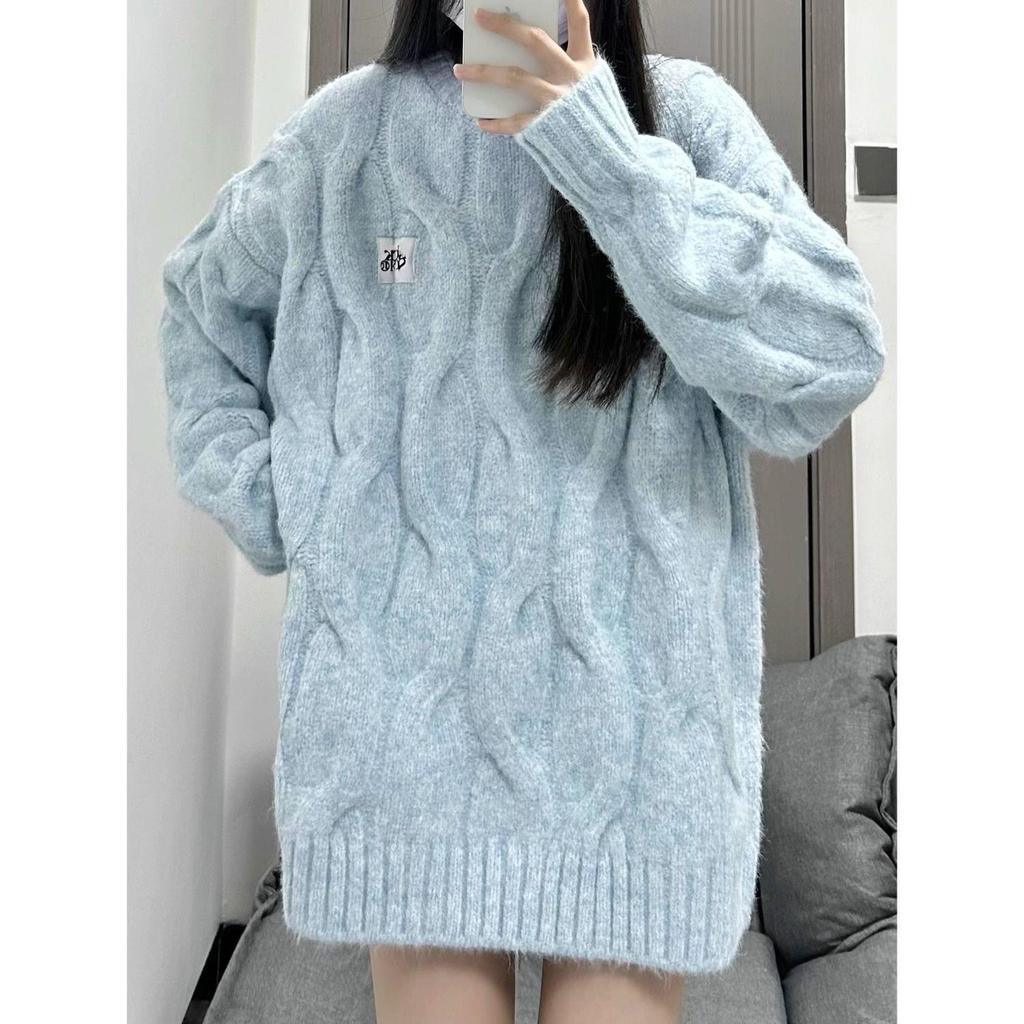 Japanese Milk Fufu Colored Yarn Hemp Flower Sweater Women's Loose and Versatile Couple Winter