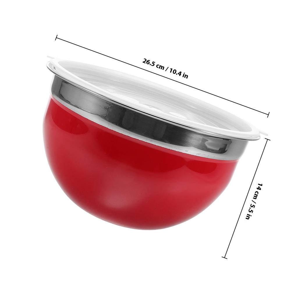 24Cm Stainless Steel Salad Bowl with Lid Fresh Keeping Food Container for Soup Rice Noodle Storage Versatile Kitchen Serving