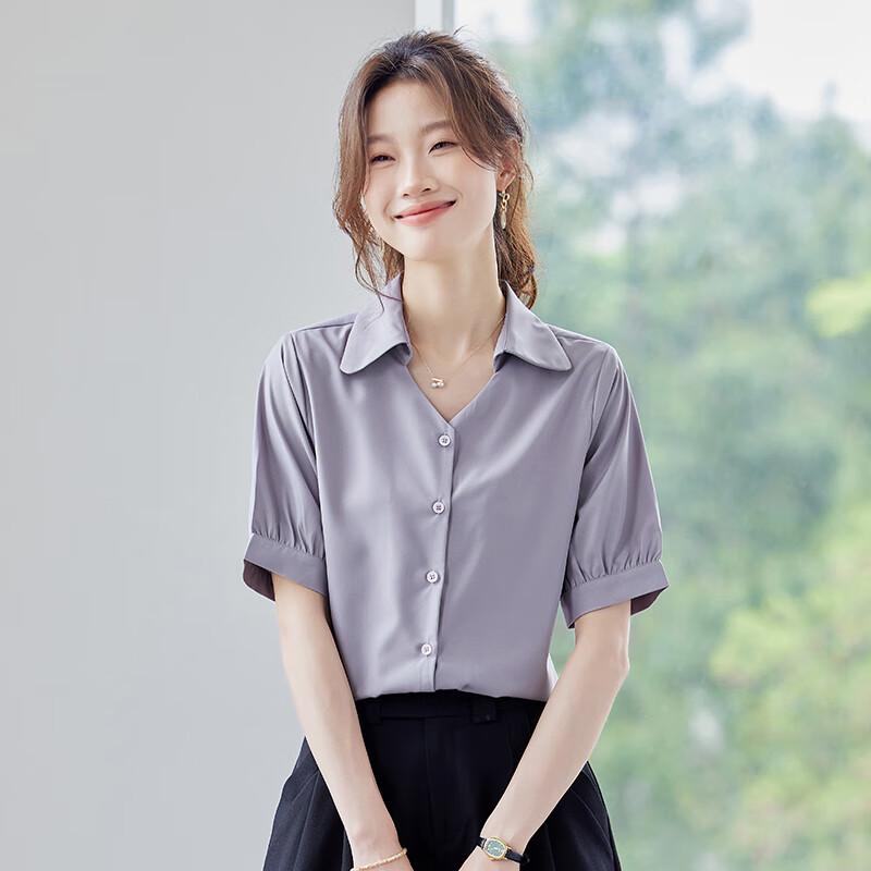 Teluoman Women's V-Neck Short Sleeve Blouse