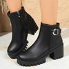 High Heels Women Ankle Boots Chunky Fashion Heeled Shoes Winter Designer Pumps New Goth Casual Cozy Chelsea Short Botas
