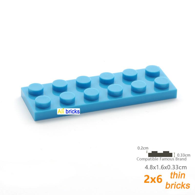 10pcs/lot DIY Blocks Building Bricks Thin 2X6 Educational Assemblage Construction Toys for Children Size Compatible With Brand