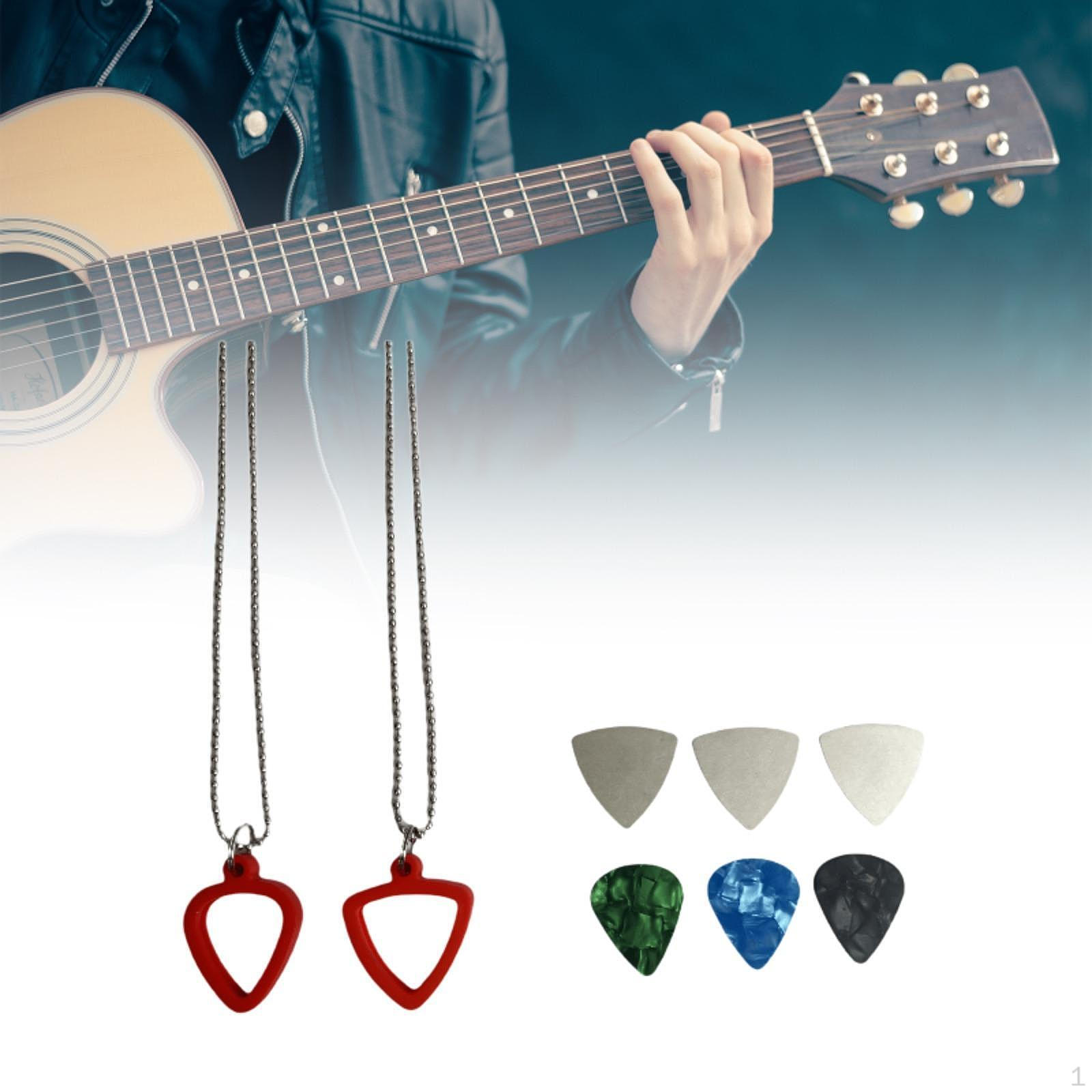 

Guitar Pick Holder Necklace ,Guitar Plectrum Pendant ,Double Sided Picks Storage for
