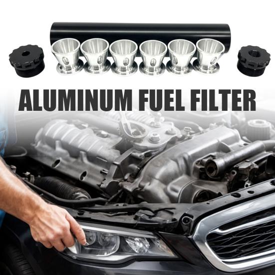 Brandstoffilter 1/2x28 Aluminium Brandstoffilter Kit Compleet Veelzijdig Oplosmiddelfilter Val met Meerdere Eindkappen Zwart Industriële Kwaliteit Corrosiebestendig