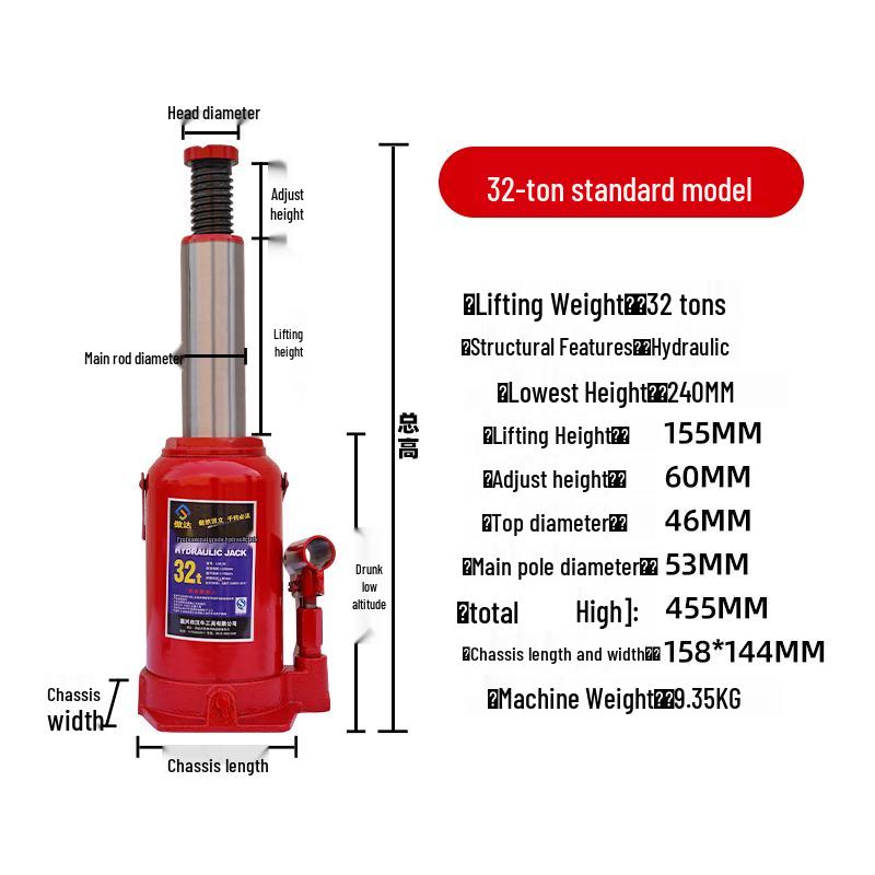 Heavy-Duty Hydraulic Vertical Jack, 20T-200T Capacity