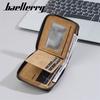 Baellerry Men Zipper Wallets PU Leather Short Coin Purse Vintage Design Card Holder