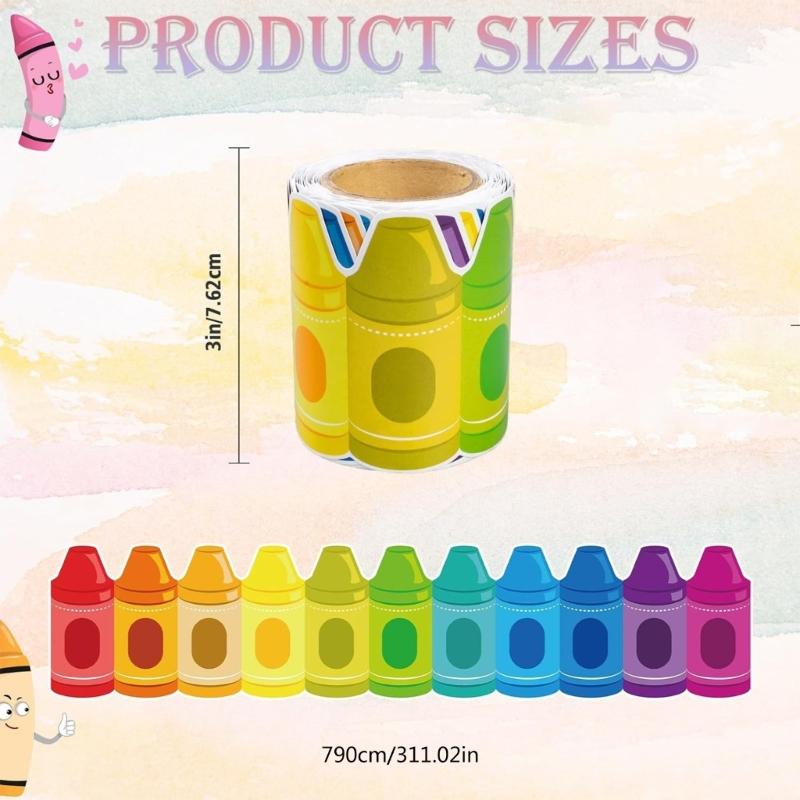 Pencil Pattern Border Trim Wall Sticker 25.9ft Long Bulletin Board Border Sticker for Chalkboard Notice Board Decoration