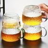 1pc 400ml Hammer Grain Coffee Tumbler Heat Resistant Glass Cup Teacup with Handle Home Office Breakfast Juice Milk Mug Drinkware