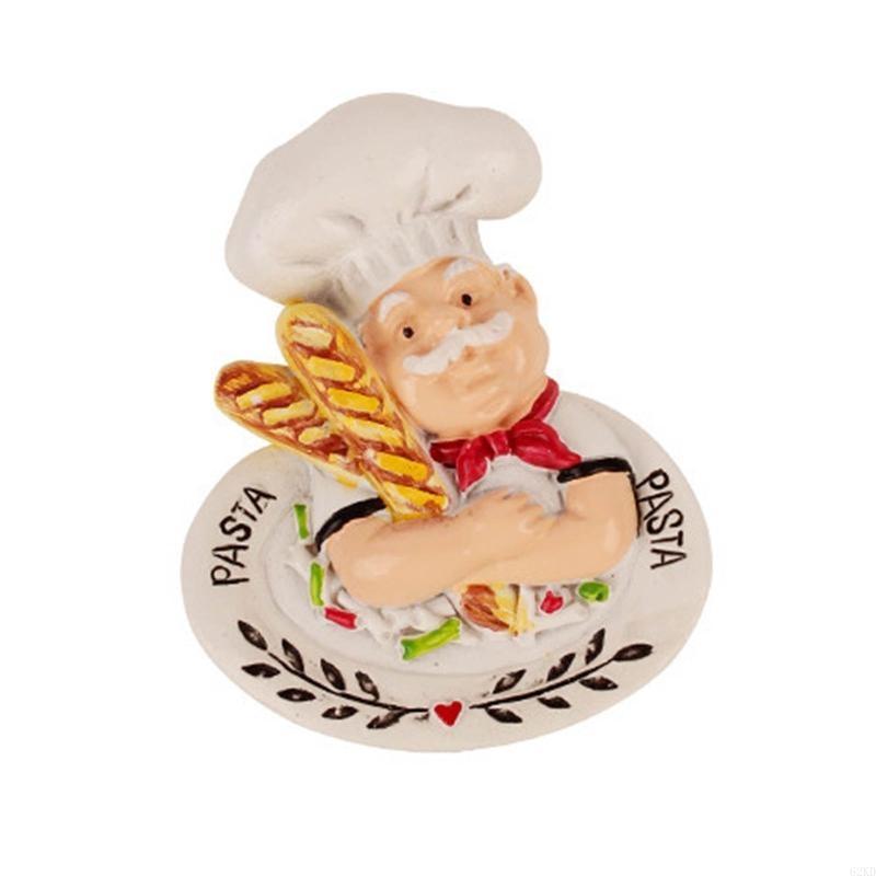 62KD Resin Chef Fridge Magnet Italian French Chef Figurine Statue Refrigerator Magnets Home Kitchen Restaurant Decorations