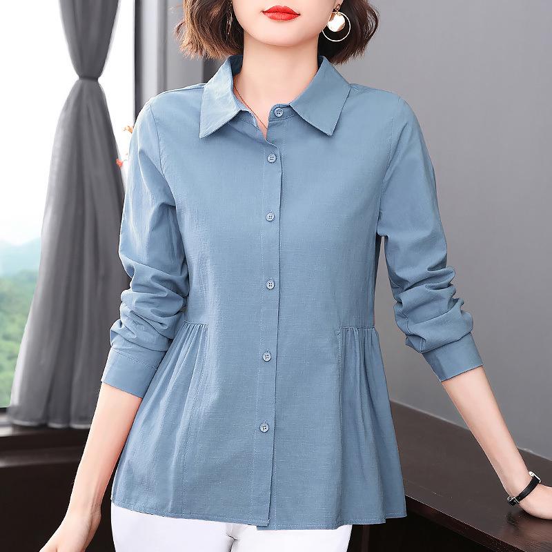 2025 New Style Mid-length Women's Long-sleeve Shirt for Spring and Autumn - Stylish Plus Size for Middle-aged Mothers