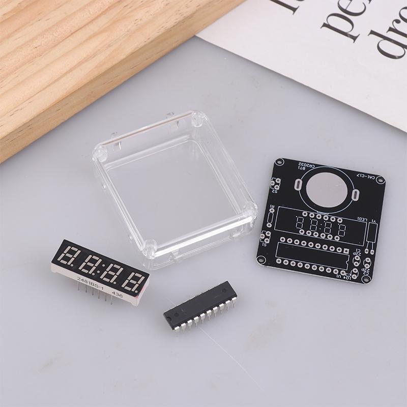 1Set Diy Electronic Watch Kit Led Digital Tube Display Creative Soldering Project Transparent Case Diy Kit (Without Battery)
