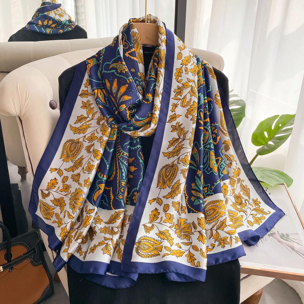 Four Seasons Latest Scarf Women's Luxury Design Scarf Silk Smooth Scarf Soft Muslim Headscarf Beach Sun Protection Shawl