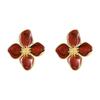 Fashion Korean Women Retro Drip Glaze Red Flower Earrings Women for Delicate Earrings Luxury Couple Engagement Jewelry Gift