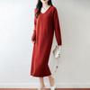 Women Sweater Dress 100% Wool TIDENOVEL V-neck Knit Long Pullover Winter Jumpers Wool Long Dress Female