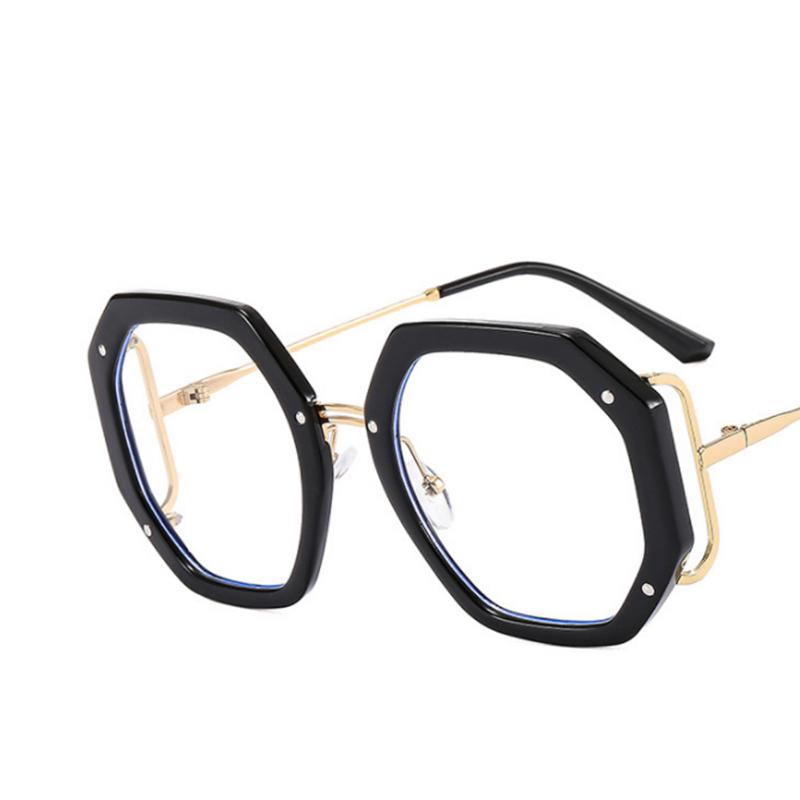 Retra Hollow Out Frame Clear Lens Glasses Polygonal Myopia Nerd Spectacles Degree 0 to -6.0 Lightweight Stylish