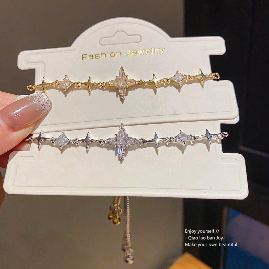 Zircon Star Geometric Pendant Bracelet For Women With Cubic Zirconia Luxurious Style